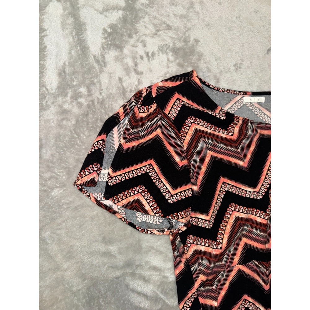 Maurices Shirt Womens L‎ Pink Black Bohemian Hippie Artsy Western Tie-Front - Picture 9 of 14